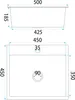 Technical drawing of a sink with dimensions. Produktbild-Vorschau