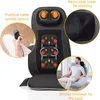 A collage of images showcasing a shiatsu massage seat cover, highlighting its features and use. Produktbild-Vorschau