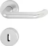 A silver door handle and escutcheon plate against a white background. Anteprima dell’immagine prodotto