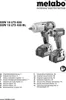 Two Metabo cordless impact wrenches are shown, with a list of languages and corresponding page numbers for instructions. Produktbild-Vorschau