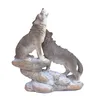 Wolf Paar Felsen Hund Wildhund Skulptur Deko Garten Tier Produktbild-Vorschau 2