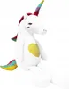 A white plush unicorn toy with a yellow heart on its chest and a rainbow-colored mane and tail, sitting against a white background. Podgląd zdjęcia produktu