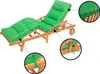 A wooden sun lounger with a green cushion, shown with close-up details of the cushion attachments. Náhled obrázku produktu
