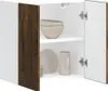 An open kitchen cabinet showing dishes and bowls on shelves. Anteprima dell’immagine prodotto
