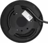 The underside of a black electric kettle base with a power cord and a label with regulatory information. Náhled obrázku produktu