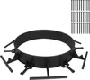 A black plastic garden edging ring and a set of black stakes on a white background. Voir les images du produit