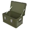 An open green metal storage box. Podgląd zdjęcia produktu