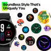 A smartwatch is shown with various watch faces displayed around it, along with marketing text. Podgląd zdjęcia produktu