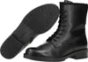 A pair of black leather lace-up boots, with the sole of one boot shown separately. Produktbild-Vorschau