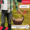 A person is holding a woven basket filled with firewood. Voir les images du produit