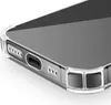 A close-up view of the bottom corner of a transparent phone case, showing the charging port and speaker grilles. Produktbild-Vorschau