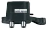 A black coffee machine part with two silver spouts. Produktbild-Vorschau