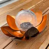Dekorative Solar Lotusblüte aus Metall mit Glaskugel - Produktbild-Vorschau 2