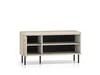 A beige shoe cabinet with black legs and shelves is shown against a white background. Produktbild-Vorschau