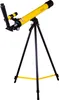 A yellow National Geographic telescope mounted on a black tripod, photographed against a white background. Podgląd zdjęcia produktu