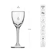 A diagram of a small glass with dimensions and feature icons. Náhľad obrázku produktu