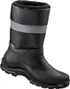 A black winter boot with a gray reflective band and fur lining. Voir les images du produit