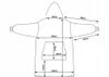 A diagram showing the dimensions of a hooded blanket with sleeves. Anteprima dell’immagine prodotto