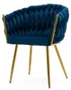 Geflochtener Stuhl ROSA GOLD in Marineblau mit goldenen Produktbild-Vorschau 5