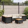 vidaXL 7-tlg. Garten-Sofagarnitur mit Kissen Schwarz Poly Produktbild-Vorschau 2