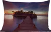 MuchoWow® Outdoor Kissen - Sonnenuntergang - Brücke - Bäume Produktbild-Vorschau 1