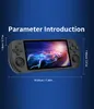 A handheld gaming console is shown with dimensions indicated by lines and text. Produktbild-Vorschau
