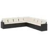 Design 9-tlg. Garten-Sofagarnitur mit Kissen Schwarz Poly Produktbild-Vorschau 2