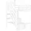A close-up view of the white wooden stairs and railing of a bunk bed. Produktbild-Vorschau