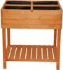 A wooden raised garden bed with a lower shelf, shown against a white background. Voir les images du produit