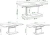 Diagrams showing the dimensions of a table in different configurations. Produktbild-Vorschau