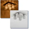 A collage of two images showing a modern crystal ceiling light fixture. Podgląd zdjęcia produktu