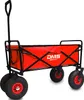 A red collapsible wagon with black frame and wheels, shown from a side-angle. Produktbild-Vorschau