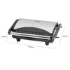 A silver and black sandwich maker with dimensions indicated by lines and text. Produktbild-Vorschau