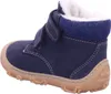 A single blue boot with white stitching and a tan sole is shown from the side. Produktbild-Vorschau