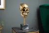 Elegante Skulptur SKULL 35cm gold Totenkopf mit Marmorfuß Produktbild-Vorschau 3