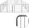 A silver metal pet playpen is shown from a top-down perspective, with a close-up detail of the metal frame in the lower right corner. Náhľad obrázku produktu