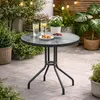 Bistrotisch Rund Ø 60 H70cm Glas/Metall Balkontisch Glastisch Gartentisch Voir les images du produit
