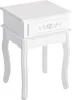 A white wooden nightstand with one drawer and decorative carving on the drawer front, shown against a white background. Produktbild-Vorschau