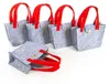 5 kleine Henkeltaschen rot grau aus Filz mit Knopf 15x11cm Produktbild-Vorschau 1