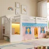 Merax Halbhohes Bett 90x200cm, Etagenbett mit Vorhängen, Produktbild-Vorschau 1