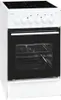 A white electric freestanding oven with a black glass door and a ceramic hob. Produktbild-Vorschau