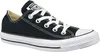 A black Converse All Star shoe with white laces and sole, shown from the side. Voir les images du produit