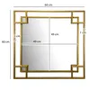 A square gold metal framed mirror with dimensions indicated. Produktbild-Vorschau