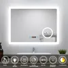 AICA LED Badspiegel mit Uhr 80×60cm Touch/Wandschalter Produktbild-Vorschau 1