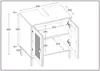 A technical drawing of a bathroom cabinet with dimensions indicated. Produktbild-Vorschau