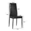 A black dining chair with dimensions indicated by measurement lines and text. Podgląd zdjęcia produktu