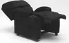 A black recliner chair with its footrest extended and headrest tilted back, shown against a white background. Anteprima dell’immagine prodotto