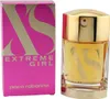 XS Extreme Girl von Paco Rabanne, 50 ml Eau de Toilette im Glasflakon mit goldener Kappe, neben pink-goldener Box mit großem XS-Logo. Produktbild-Vorschau
