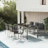 7-tlg. Garten-Essgruppe mit Kissen Grau Poly Rattan Produktbild-Vorschau 2