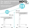 Diagram showing a height-adjustable desk at its minimum and maximum height. Produktbild-Vorschau